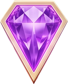 Purple gem-shield icon echoing Apollo Pays' jewelled reel symbols