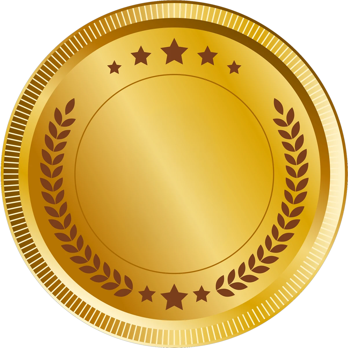 Blank gold medal emblem with laurel branches, echoing 88 Frenzy's plain, no-frills reel set