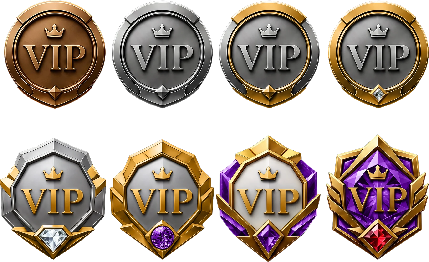 Set of gold and silver reward badges representing the different tiers of weekly bonuses