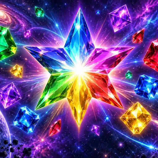 Starburst reels glowing with space and gem symbols