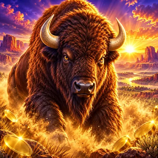 Buffalo Rising Megaways herd artwork on shifting reels